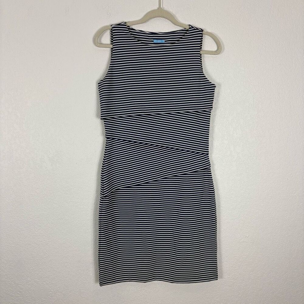 J. Mclaughlin Navy Blue & White Striped Sleeveless Dress Size Small